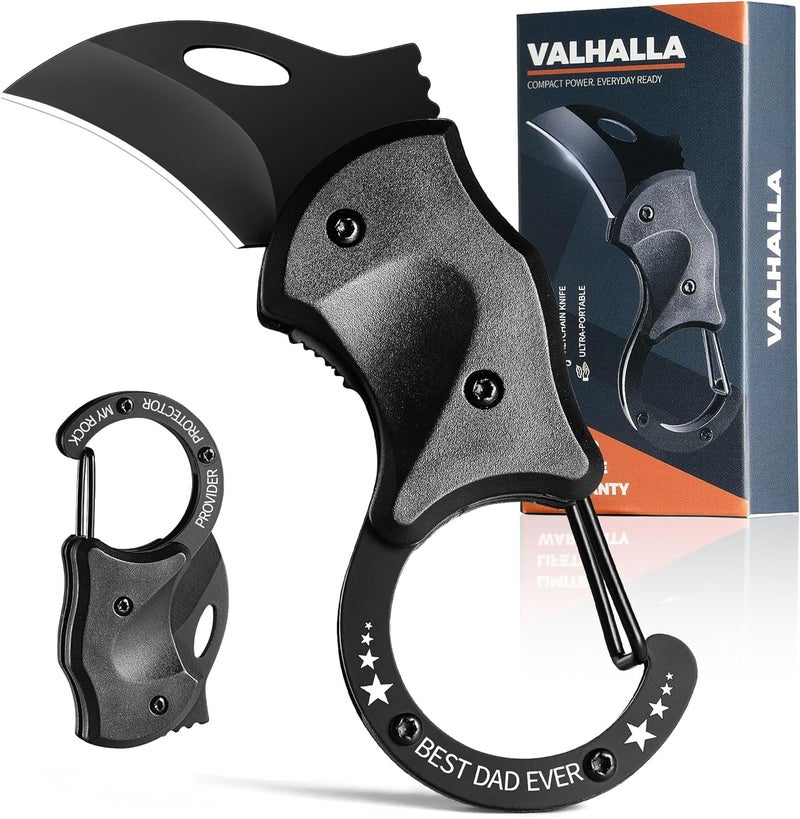 Valhalla BIRD Small Pocket Knife Gifts for Men, 1.3'' Mini Box Cutter EDC Gadgets, Cool Stocking Stuffers Birthday & Christmas Gift for Him (Best Dad Ever) - Image 1